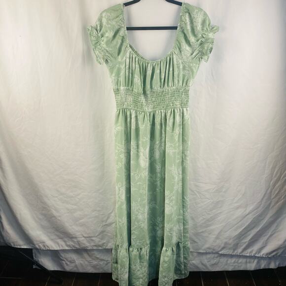 Inspired Hearts Sage‎ Green Floral Maxi Dress Large Milkmaid Cottage - Picture 7 of 7
